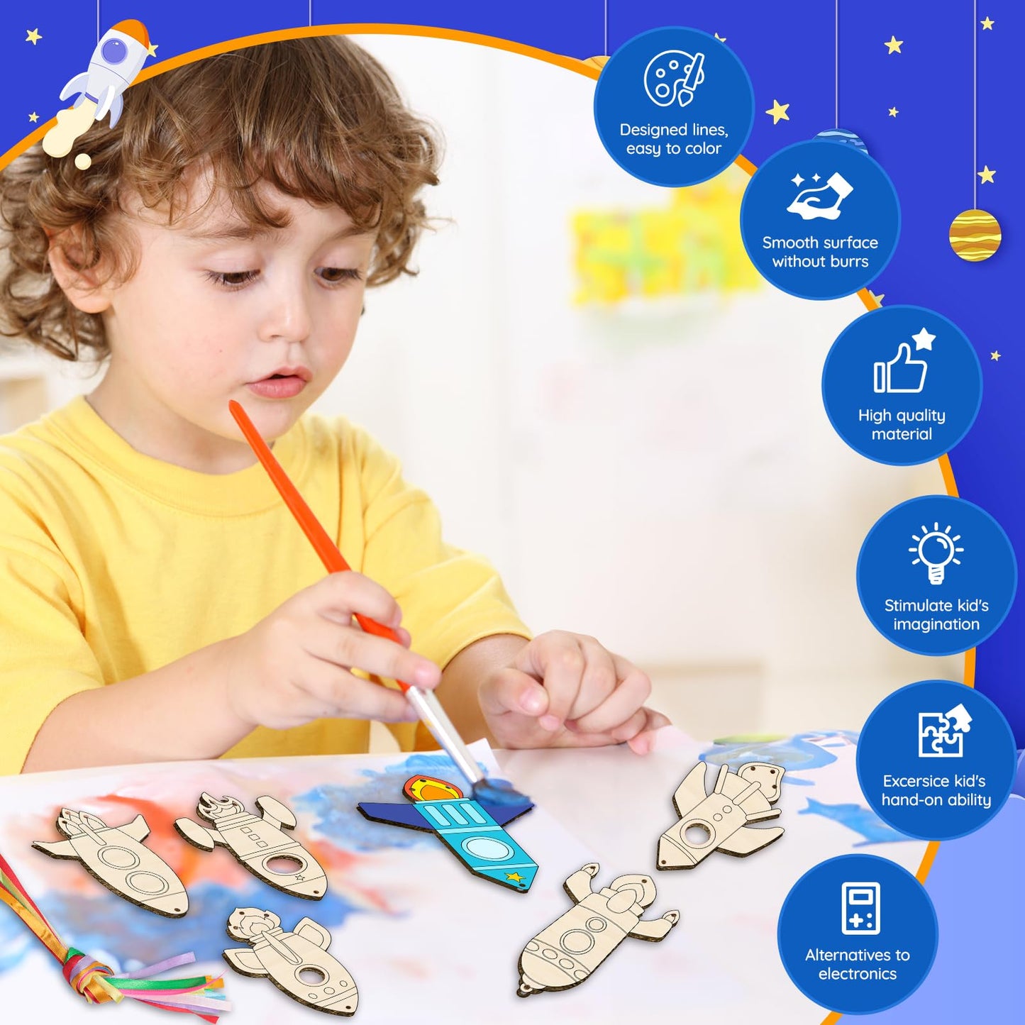 12PCS Rocket Wind Chime Kit for Kids Make Your Own Space