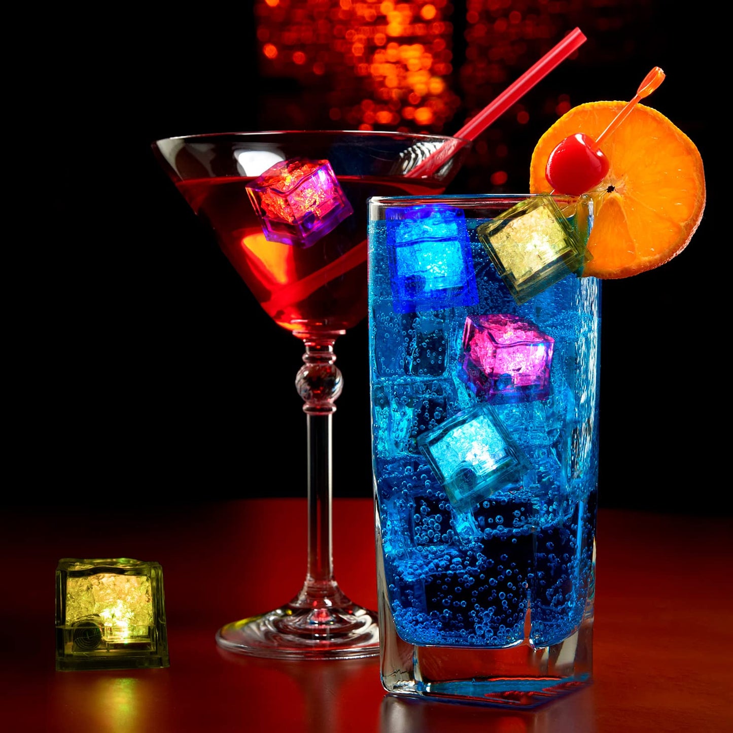 Light Up Led Ice Cubes - 24 Pack Multi Color Glow in the Dark,