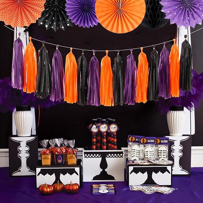 Orange Black Purple Halloween Party Decorations 33Pcs Banner
