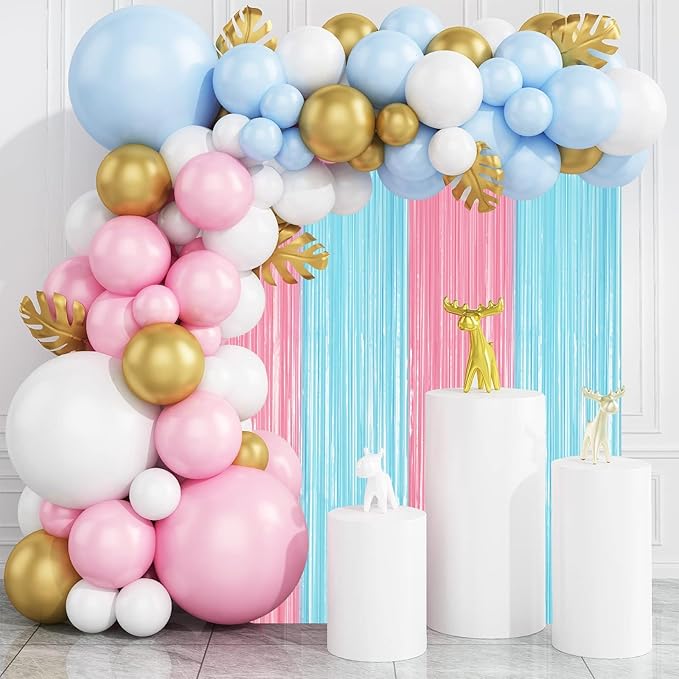Voircoloria 3 Pack 3.3 x 8.2 ft Pastel Blue and Pink Foil Fringe