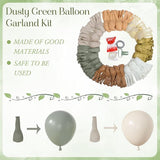Amandir 173Pcs Dusty Green Nude Balloon Arch Garland Kit, Blush Cream