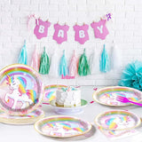 96 Pcs Unicorn Birthday Party Decorations 350 GSM Disposable Rainbow