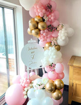 Pink and Gold Balloons Set - 12 Inch Light Pink White Balloons Shiny