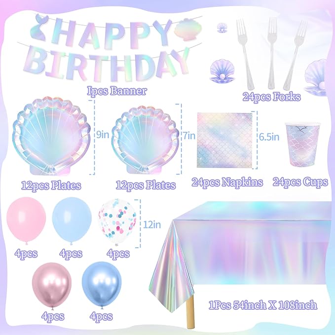 Mermaid Birthday Party Decorations 118Pcs Under The Sea Party