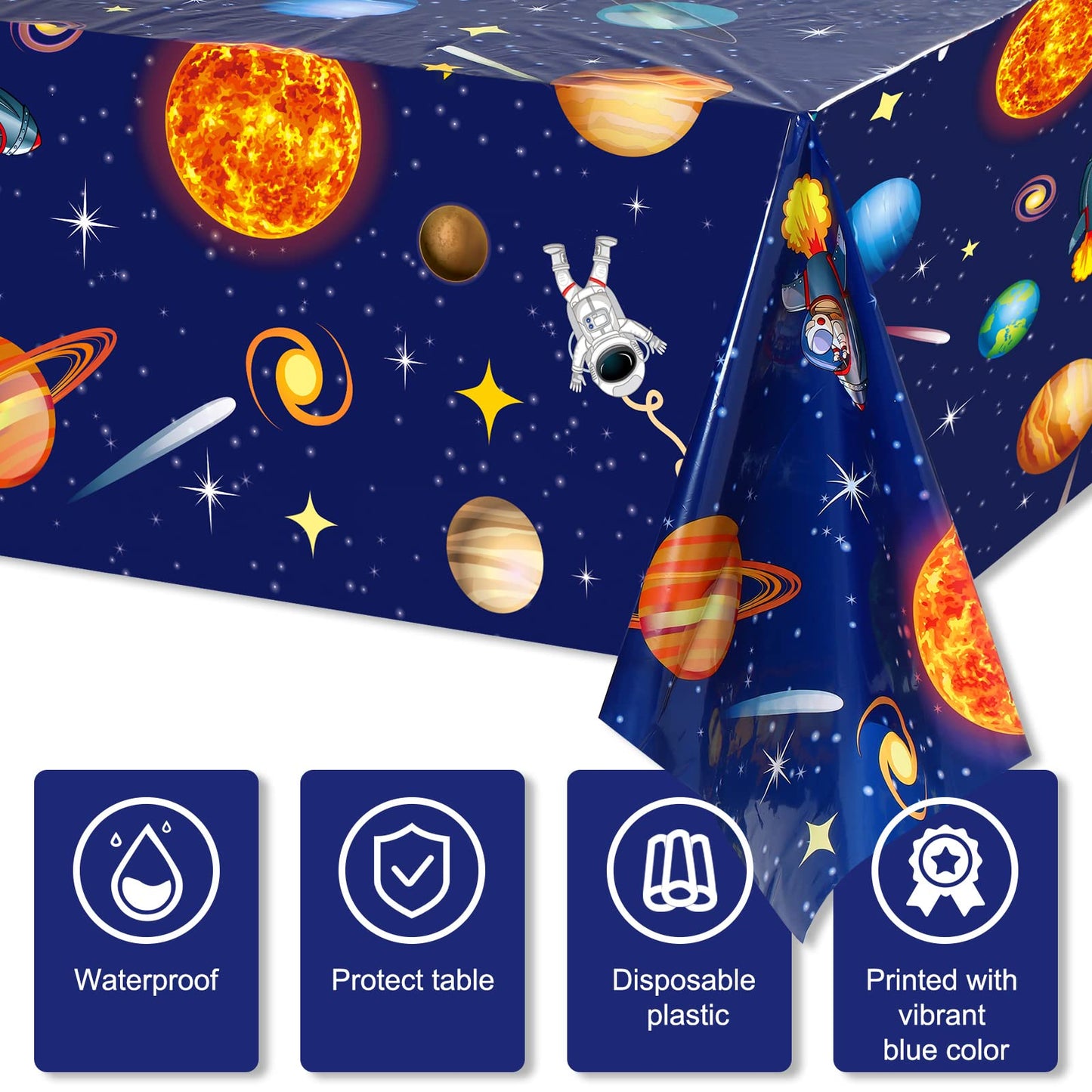 Sumind 6 Pieces Space Tablecloth Decorations Plastic Outer Solar