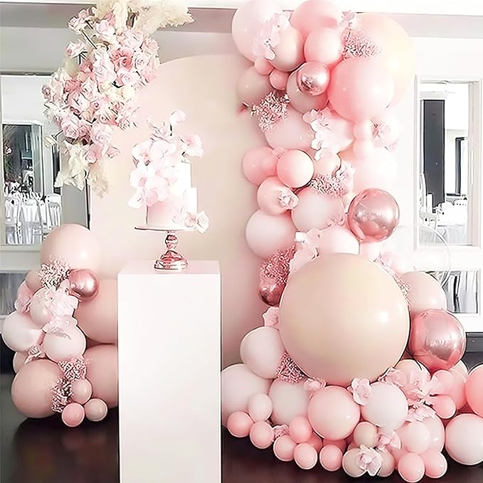 PartyWoo Pale Pink Balloons 100pcs Different Sizes of 18 12 10 5 Inch