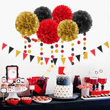 Red Black Gold Casino Theme Graduation Party Decorations 23pcs Kits