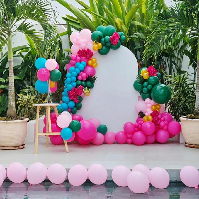 Flamingo Tropical Balloon Arch Kit for Luau & Pool Party Decorations