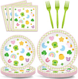96Pcs St Patrick's Day Party Supplies Pastel Shamrock Plates and