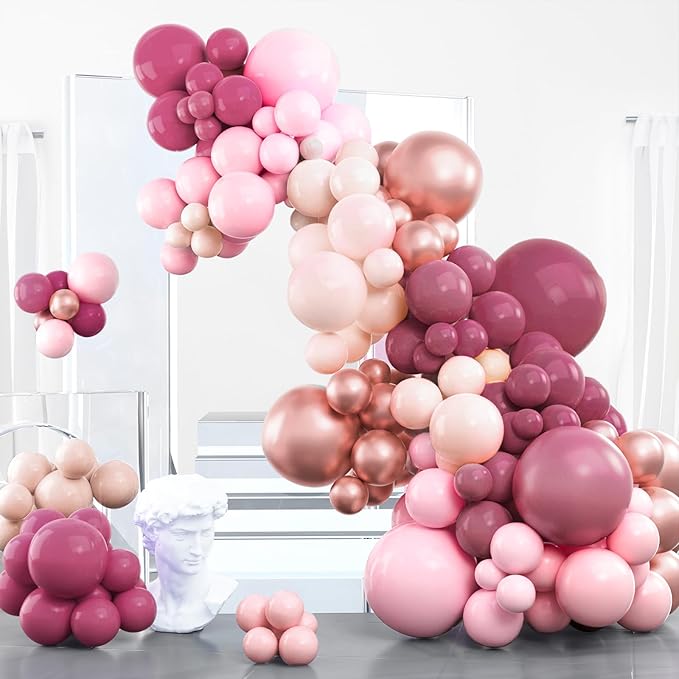 PartyWoo Dusty Pink Balloon Arch Kit Garland 100 pcs Shades of Pink