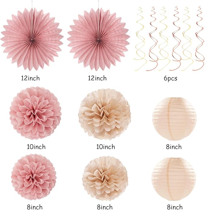 Blush Pink Rose Gold Bridal Shower Fall Party Decorations 31pcs