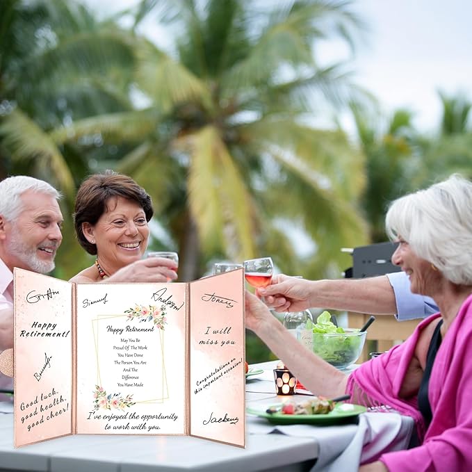 Retirement Rose Gold Guest Book Alternative Decorations for Women