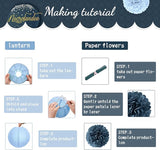 Dusty Blue Wedding Decorations 12 PCS Blue Grey Tissue Pom Poms