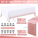 Breling 8 Pack White and Rose Gold Disposable Plastic Tablecloths and