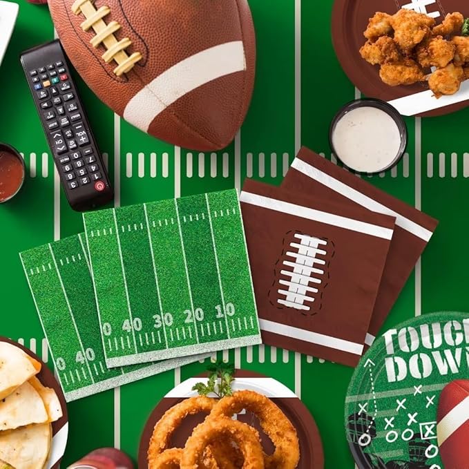 163PCS Football Party Supplies Tableware Serves 20 Guests Set