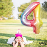 KatchOn, Giant, Rainbow 4 Balloon Number - 40 Inch | Number 4