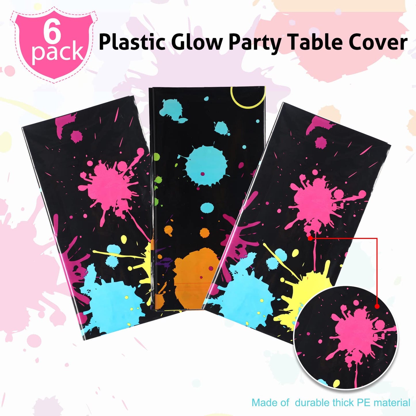 Glow Party Table Covers Neon Plastic Tablecloths 108 x 54 Inch