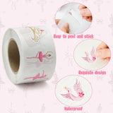 BeYumi 1000Pcs Ballet Dance Themed Stickers in 2 Rolls Pink Dacing