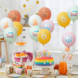 ANGOLIO 50Pcs Groovy Retro Hippie Balloons Party Supplies Smile Faces