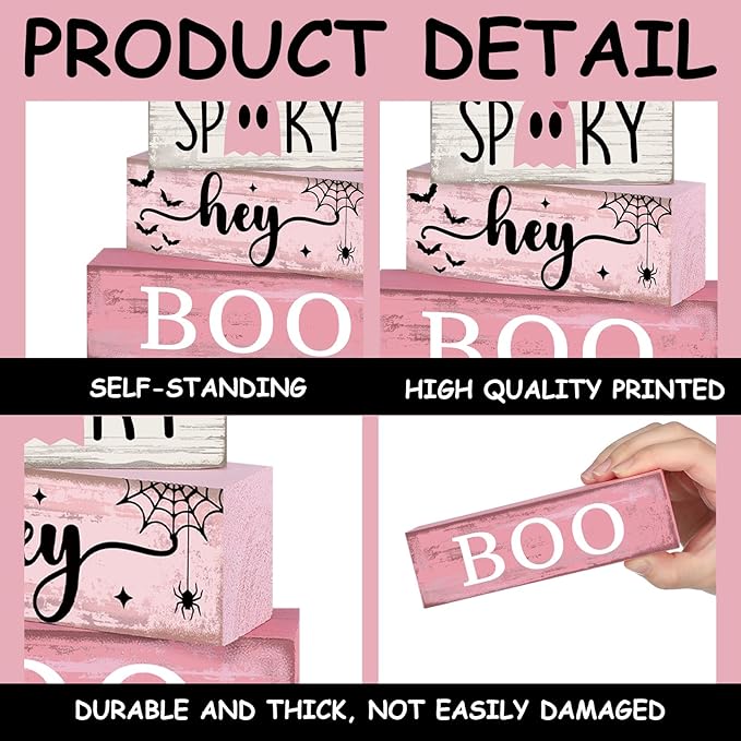 4 Pcs Pink Halloween Decor Ghost Table Decorations Halloween Tiered