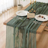 Keketoarrange Forest Green Table Runner Gauze Rustic Cheesecloth 120