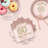 24 Sets 60th Rose Gold Birthday Party Decrations for Women 60