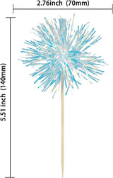 Gyufise 30Pcs Foil Firework Cupcake Toppers Sparkle Tinsel Cake #6