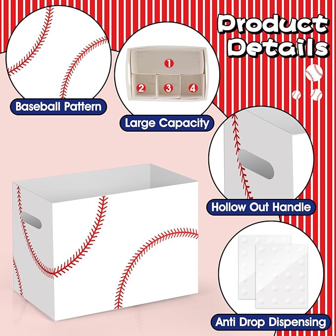 2PCS Baseball Utensil Holder Paper Utensil Caddy for Baseball Party