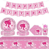 194 Pcs Pink Princess Party Supplies Kit for 24 Guests Disposable