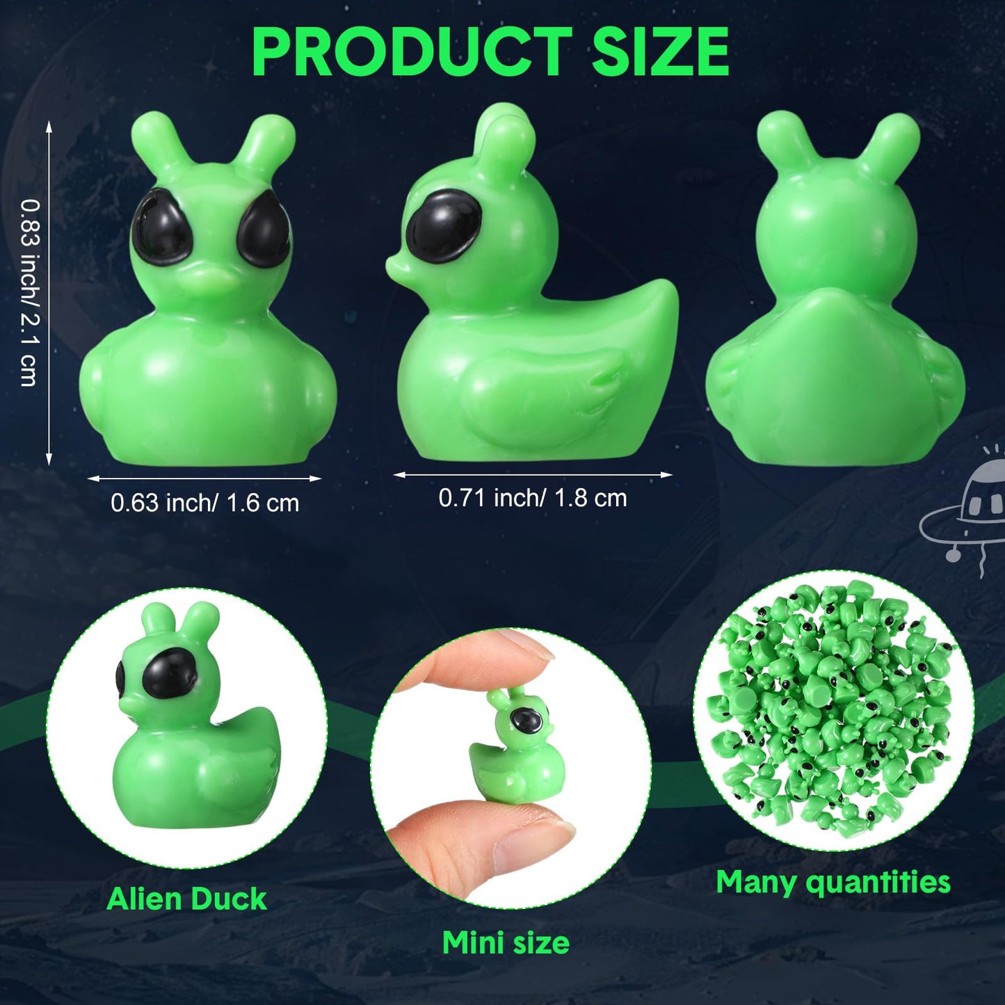 100 Pcs Resin Mini Alien Duck Figures Bulk Tiny Alien Duck