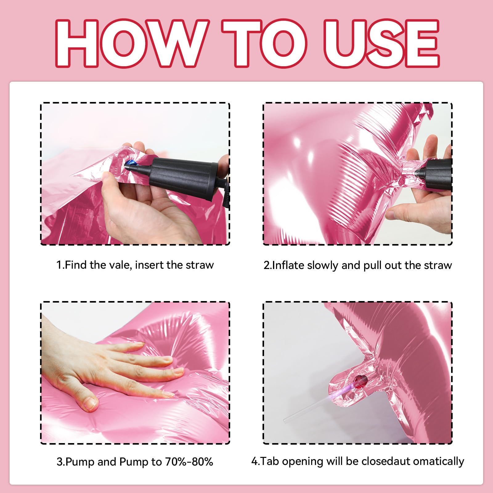 Pearl Pink and White Square Foil Balloon Wall,19 Inches Double Sided
