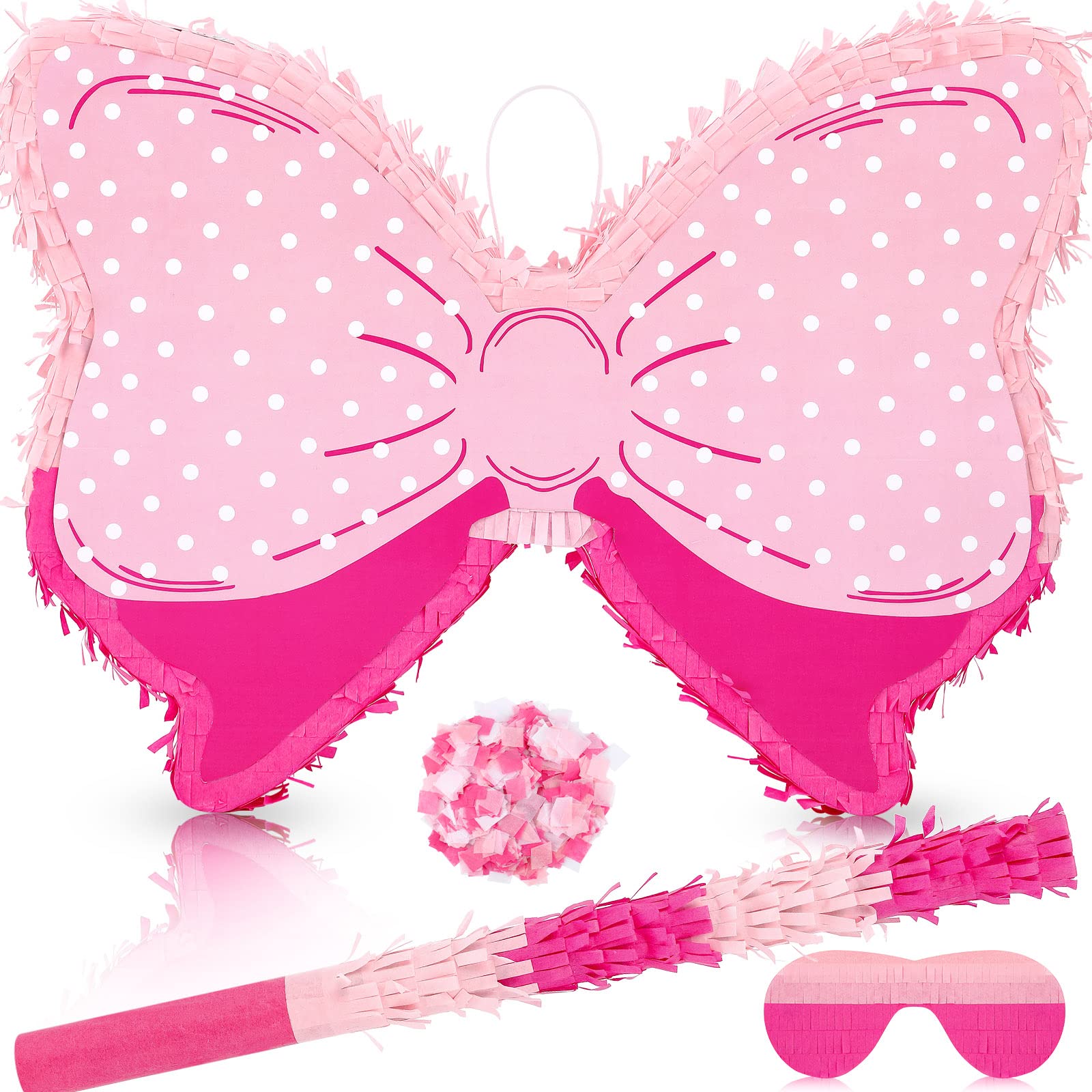 Hungdao Pink Bow Piñata for Girl Birthday Party Decorative Bowtie Pink