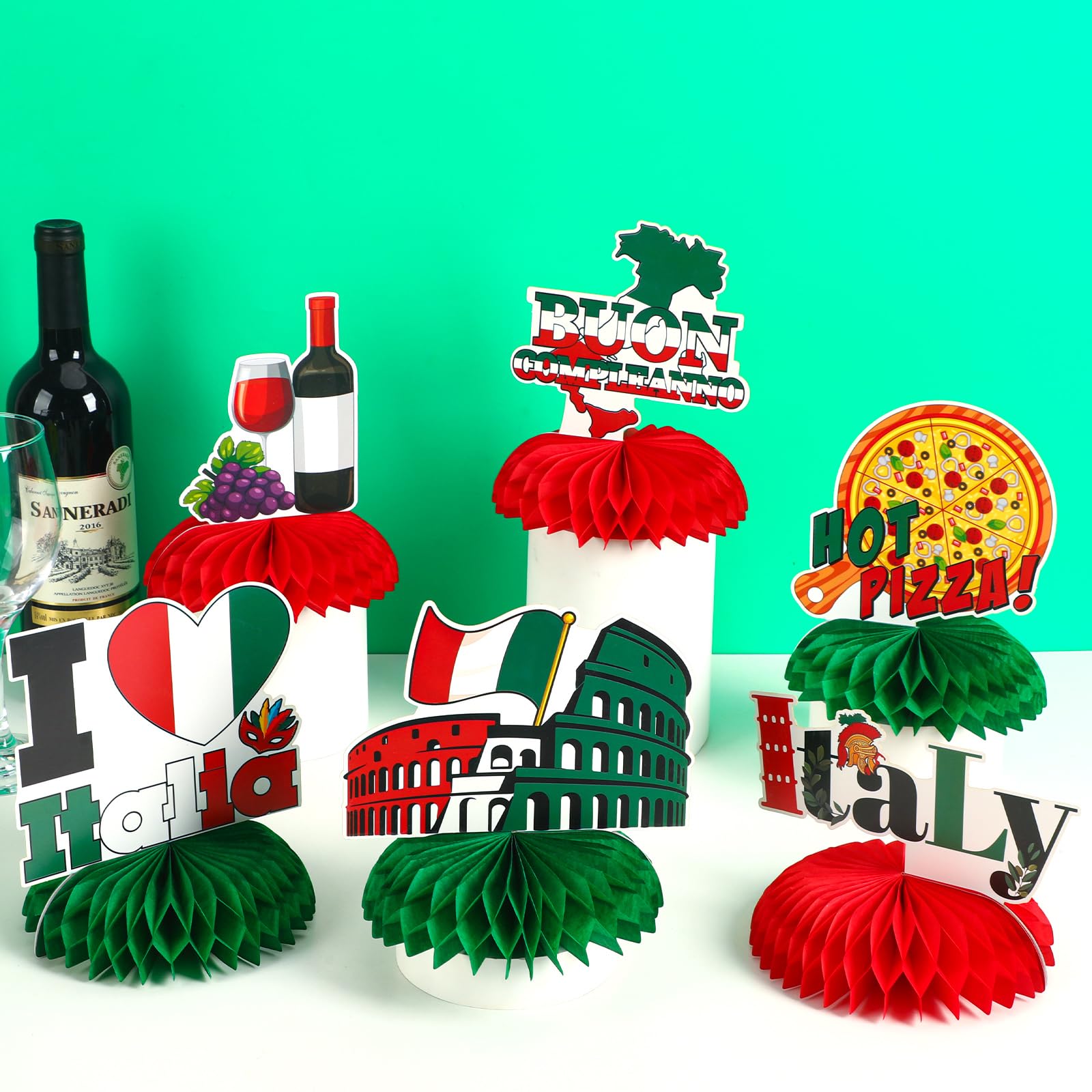 JULMELON 8 Pack Italian Themed Honeycomb Centerpieces Italian Table