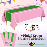 Oudain 3 Pcs Witch Princess Theme Party Pink & Green Party Tablecloth