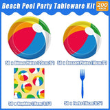 200Pcs Summer Pool Beach Party Tableware Set Beach Pool Ball Party