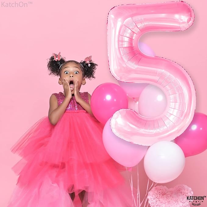 KatchOn, Giant Pink 5 Balloon Number - 40 Inch | Mylar Pink Number 5