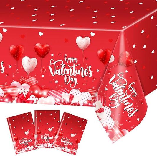 3 pcs Valentines Day Tablecloths Happy Valentines Day Plastic