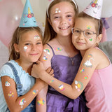 Temporary Tattoo for Kids Unicorn Rainbow Flower Cute-118 Glitter