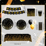148 Pcs Black and Gold Party Decorations 16 Guests Black and Gold