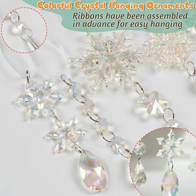 GuassLee 36pcs Crystal Christmas Tree Ornaments - Iridescent Acrylic