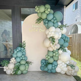 Sage Green and White Balloons, 12 Inch Dusty Olive Green Blue Ivory
