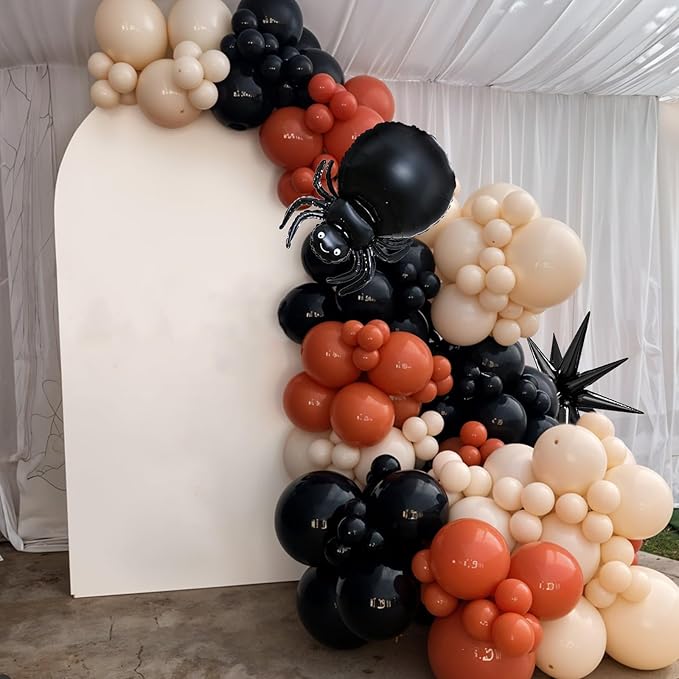 Halloween Balloon Arch Garland Kit Black Retro Orange White Black