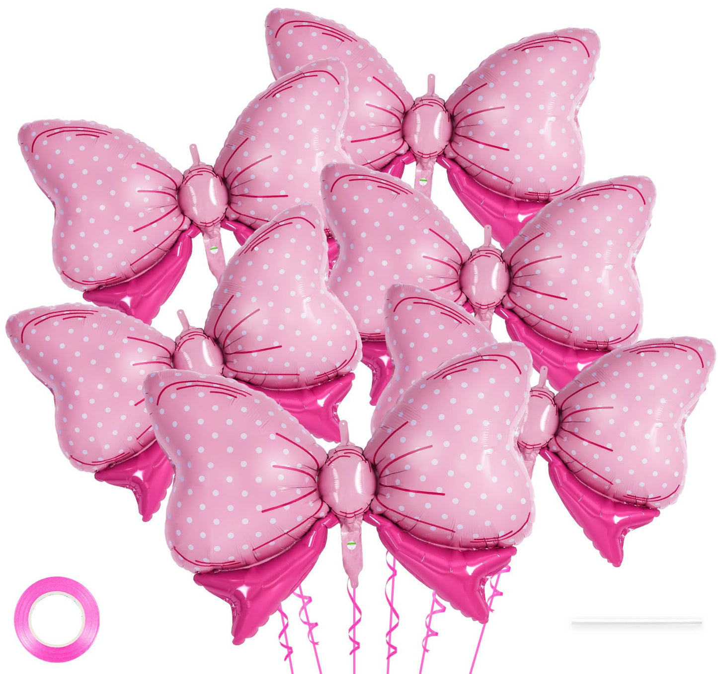 6 Pcs Pink Bow Balloons for Girls, 35 Inch Bow Foil Balloons,Bows
