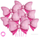 6 Pcs Pink Bow Balloons for Girls, 35 Inch Bow Foil Balloons,Bows