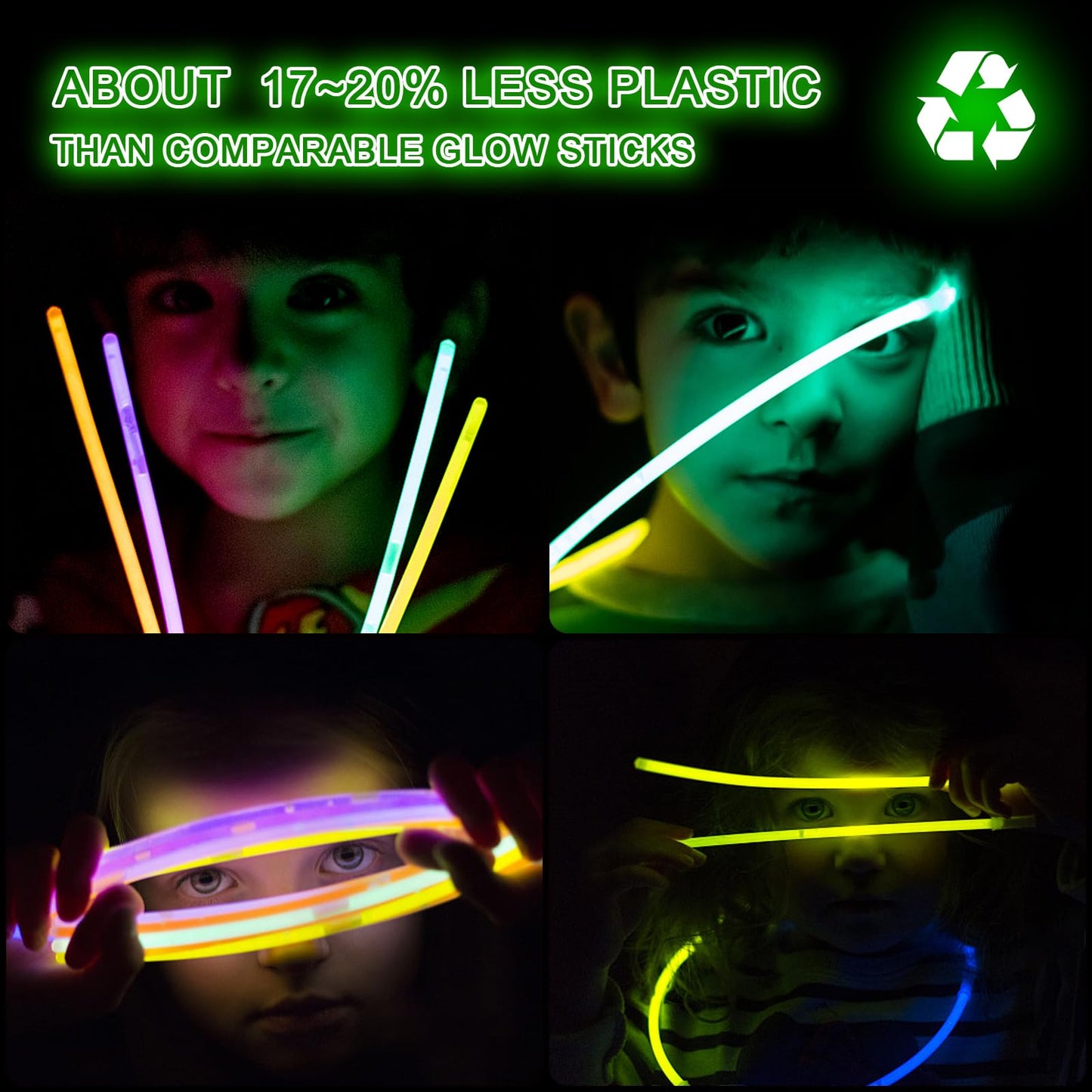 JICUICUI Glow Sticks Bulk Party Pack- Ultra Bright 500PRO Glow in the