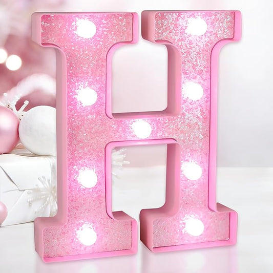Pink Light Up Letters, LED Marquee Letters for Table, Small Glitter #1