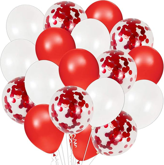 Valentines Day Balloons Red White 12 Inch Pack of 40 Valentines