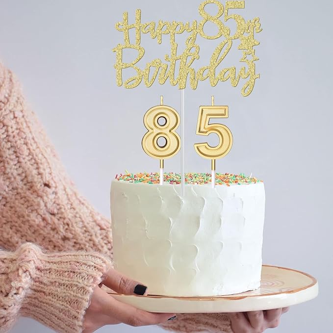 85th Birthday Decorations for Women Gold with 85th Birthday Sash and