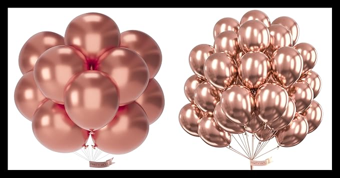 Metallic Rose Gold Balloons 20 pcs and PartyWoo Metallic Rose Gold