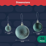 Prextex 36-Pieces Christmas Ornaments Set - Shatterproof, Festive